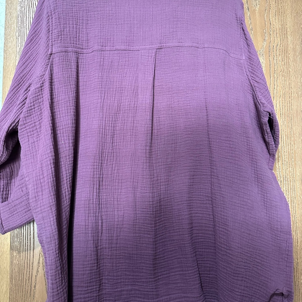 Anne Klein Casual Button Down Shirt in Purple - Picture 2 of 6